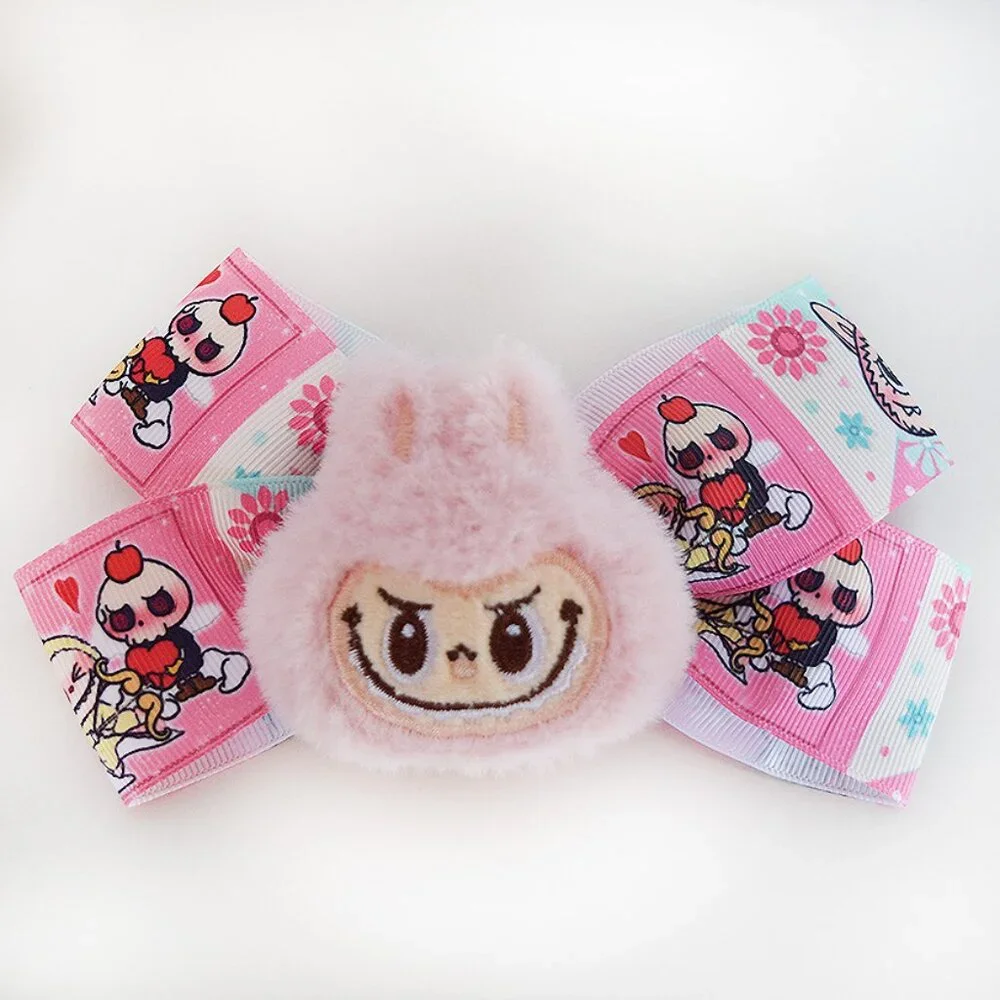Pink LABUBU Hair Clip with Bow